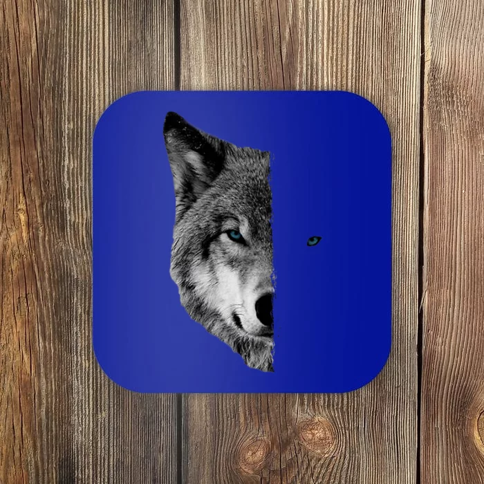 Wolf Split Face Wolf Magical Wolves Coaster