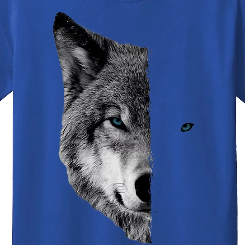 Wolf Split Face Wolf Magical Wolves Kids T-Shirt