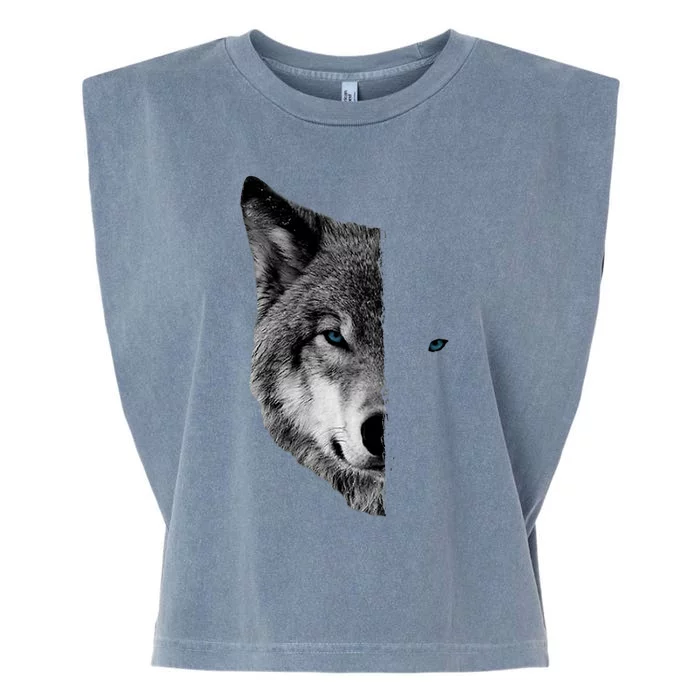 Wolf Split Face Wolf Magical Wolves Garment-Dyed Women's Muscle Tee