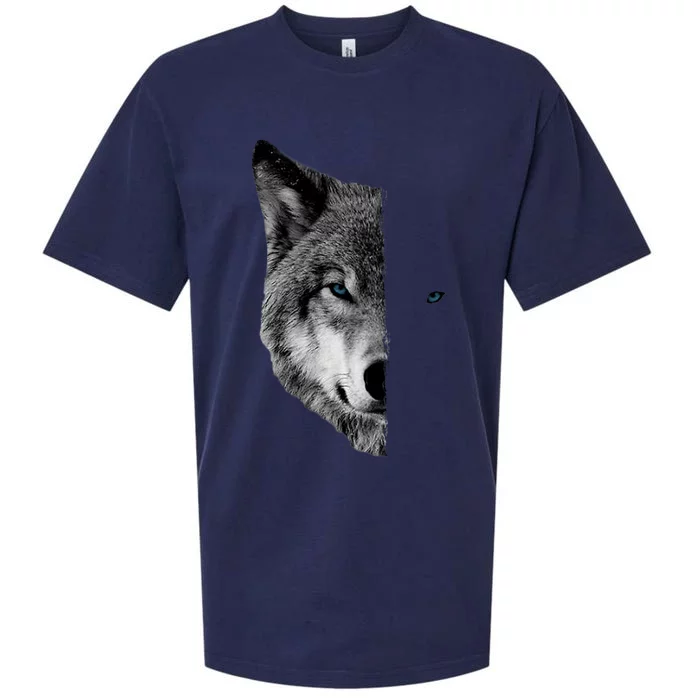 Wolf Split Face Wolf Magical Wolves Sueded Cloud Jersey T-Shirt