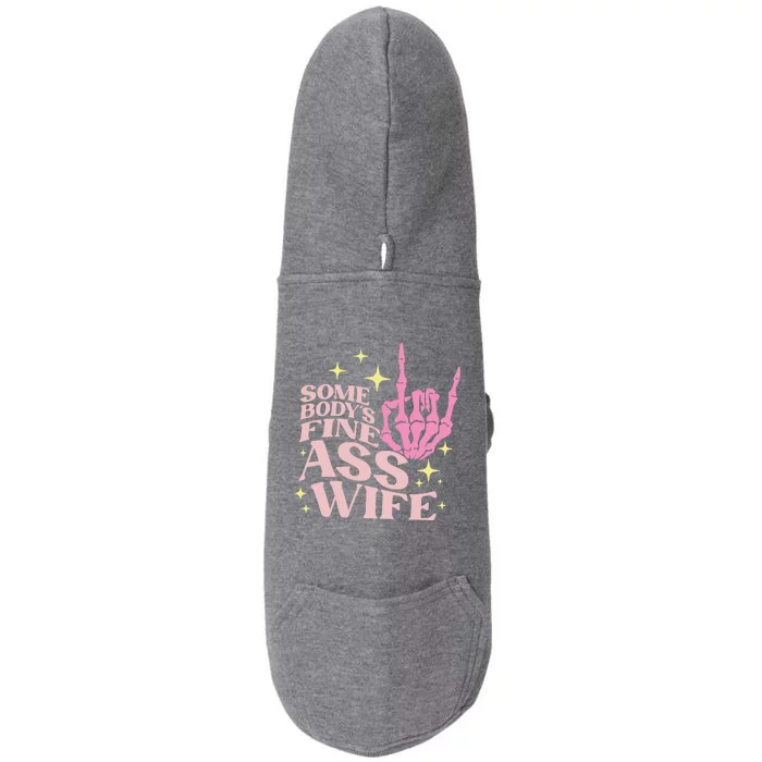 Women Somebody's Fine Ass Wife Retro Skeleton Hand Witchy Doggie 3-End Fleece Hoodie