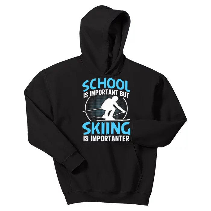 Winter Sport Family Skiers Skiing Downhill Alpine Skiing Kids Hoodie