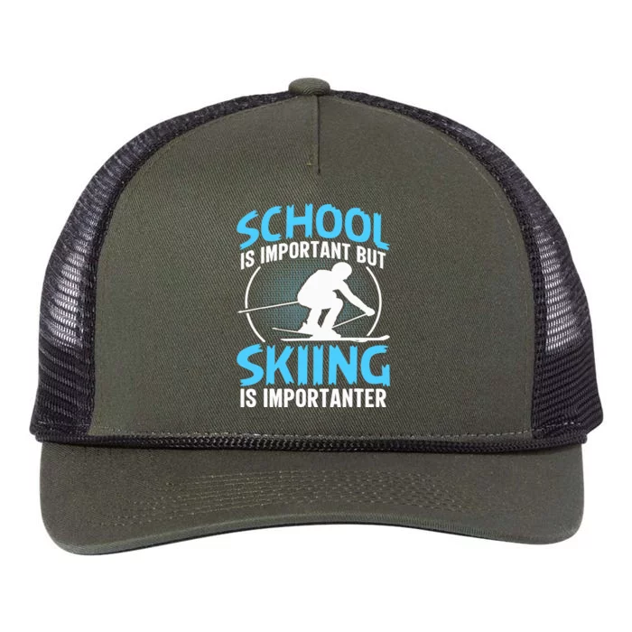 Winter Sport Family Skiers Skiing Downhill Alpine Skiing Retro Rope Trucker Hat Cap