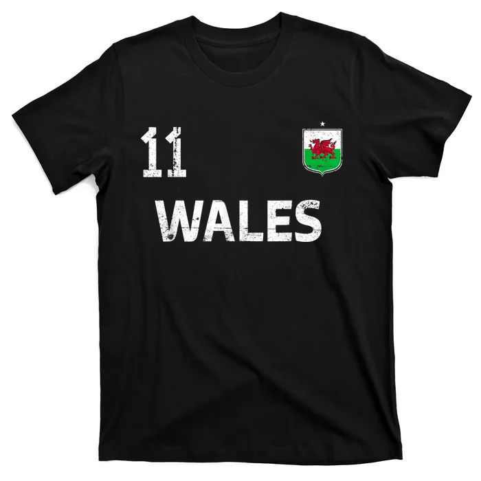 Wales Soccer Fans Jersey Welsh Flag Football Lovers T-Shirt