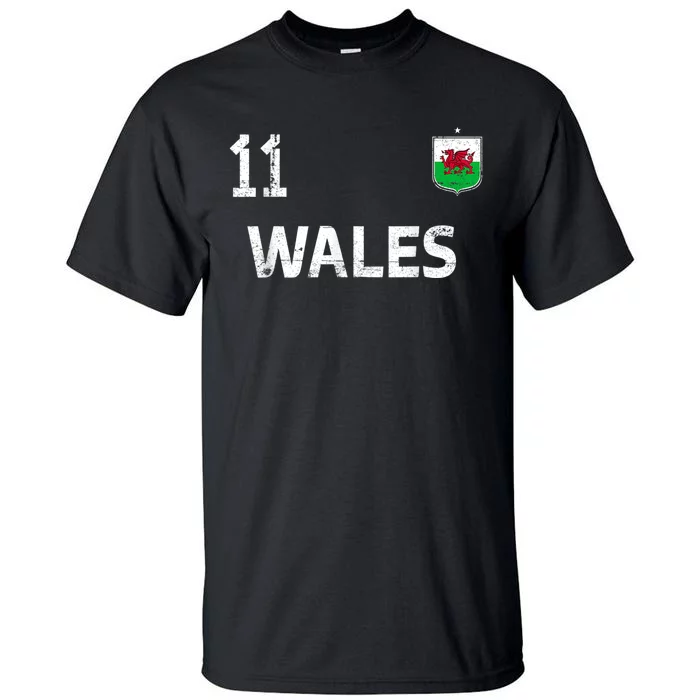 Wales Soccer Fans Jersey Welsh Flag Football Lovers Tall T-Shirt