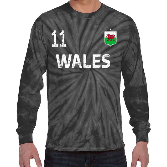 Wales Soccer Fans Jersey Welsh Flag Football Lovers Tie-Dye Long Sleeve Shirt