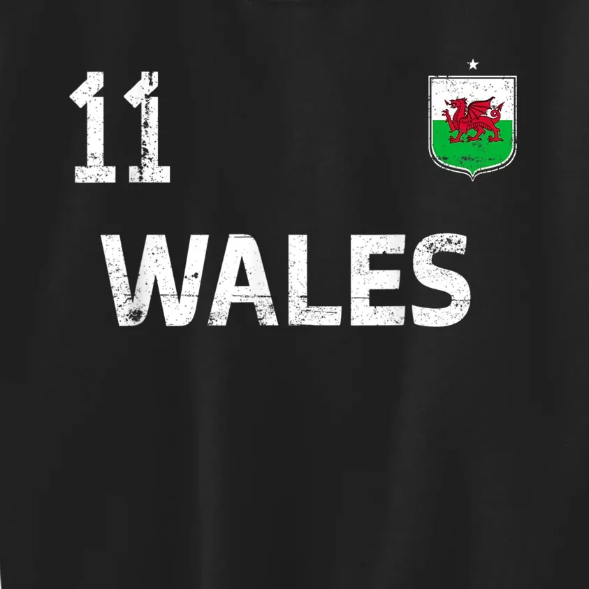 Wales Soccer Fans Jersey Welsh Flag Football Lovers Kids Sweatshirt