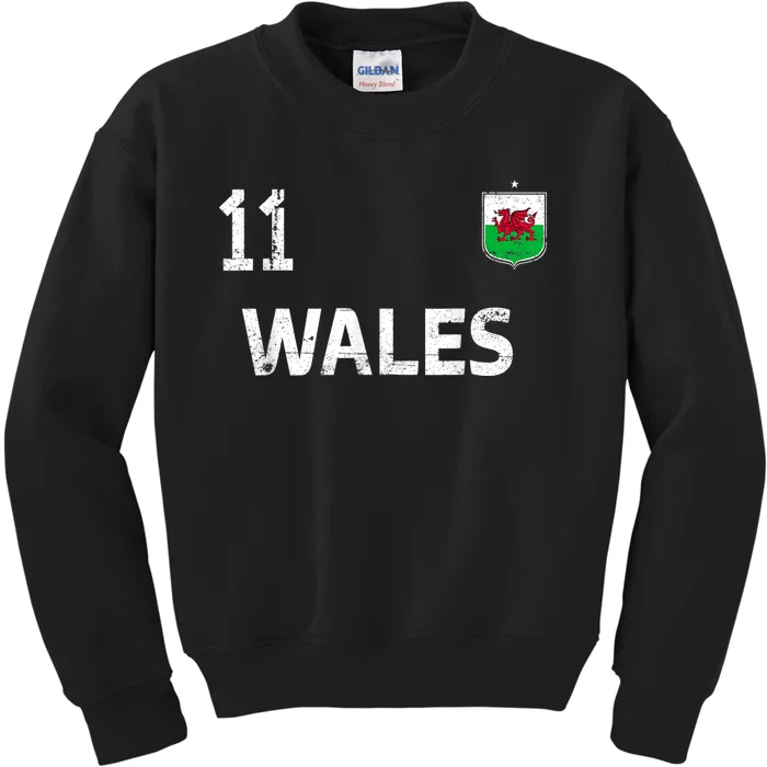 Wales Soccer Fans Jersey Welsh Flag Football Lovers Kids Sweatshirt