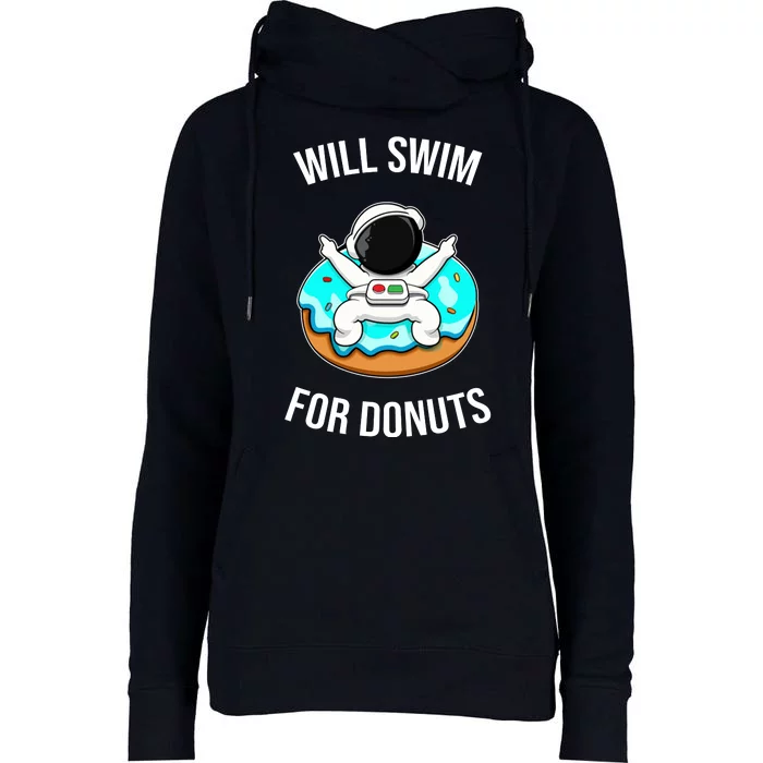 Will Swim For Donuts Womens Funnel Neck Pullover Hood