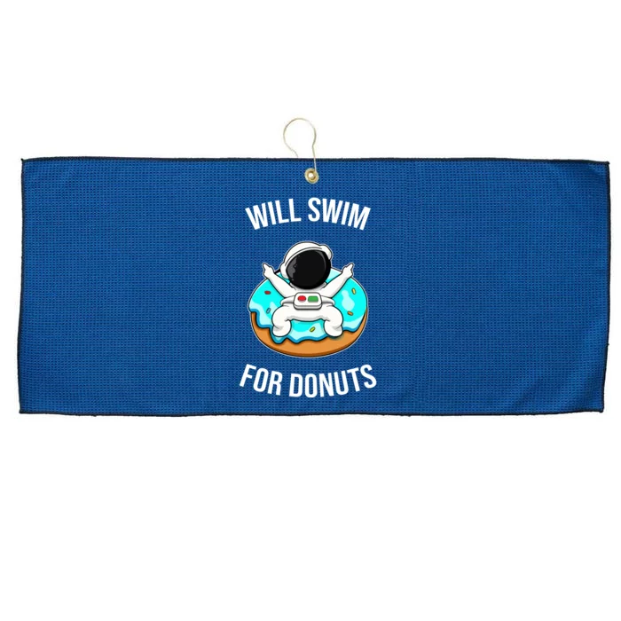 Will Swim For Donuts Large Microfiber Waffle Golf Towel