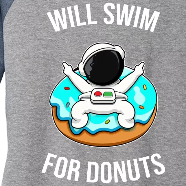 Will Swim For Donuts Women's Tri-Blend 3/4-Sleeve Raglan Shirt