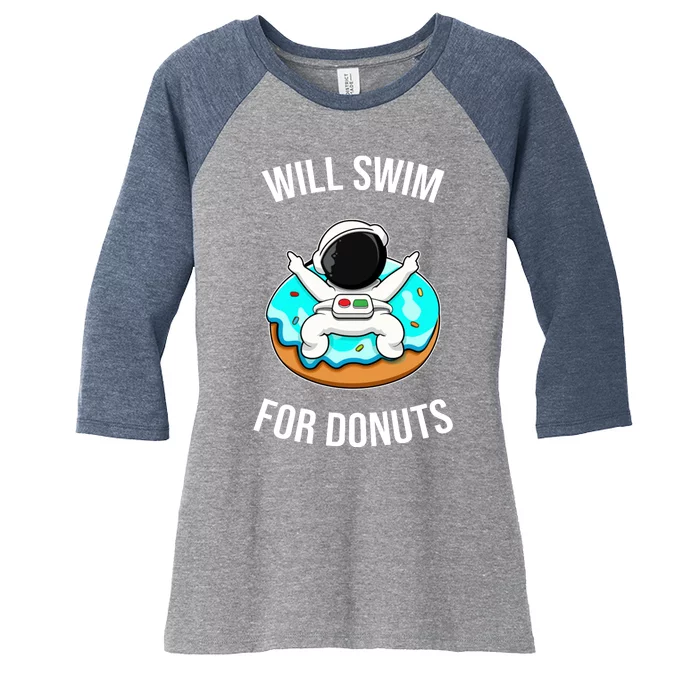 Will Swim For Donuts Women's Tri-Blend 3/4-Sleeve Raglan Shirt