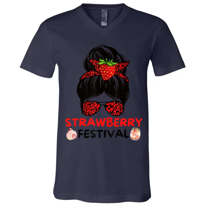 Women Strawberry Festival Fruit Lover V-Neck T-Shirt