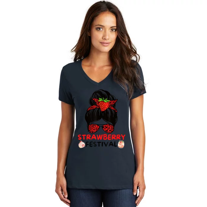 Women Strawberry Festival Fruit Lover Women's V-Neck T-Shirt