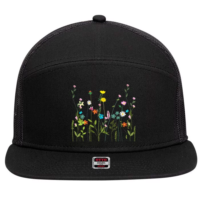 Wildflower Summer Flowers Blooming Floral Graphic 7 Panel Mesh Trucker Snapback Hat