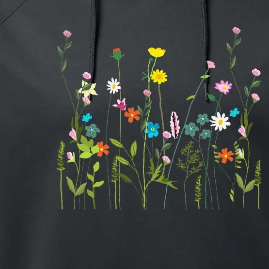 Wildflower Summer Flowers Blooming Floral Graphic Performance Fleece Hoodie