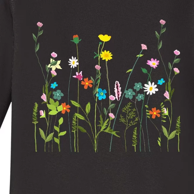 Wildflower Summer Flowers Blooming Floral Graphic Baby Long Sleeve Bodysuit