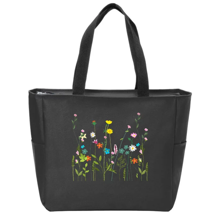 Wildflower Summer Flowers Blooming Floral Graphic Zip Tote Bag