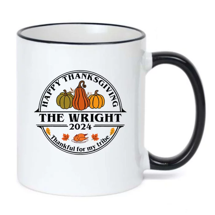 Wright Surname Family Matching Happy Thanksgiving 2024 Black Color Changing Mug