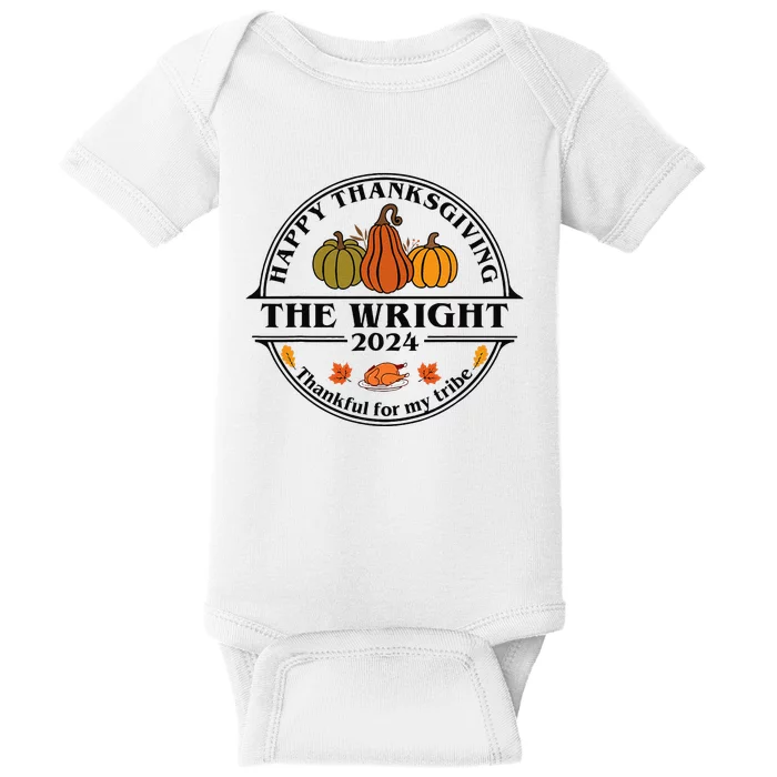 Wright Surname Family Matching Happy Thanksgiving 2024 Baby Bodysuit