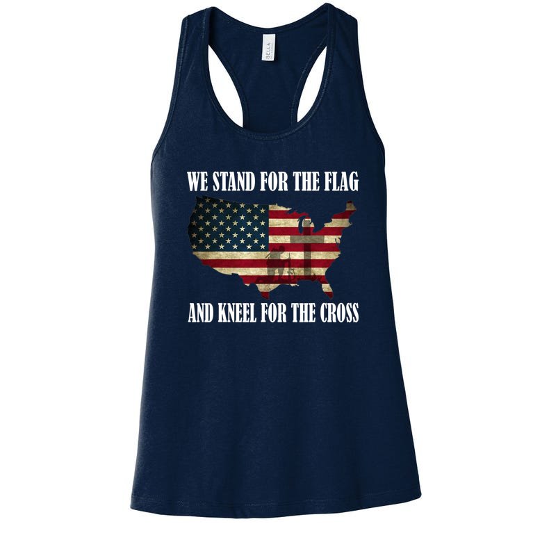 We Stand For The Flag And Kneel For The Cross Women's Racerback Tank