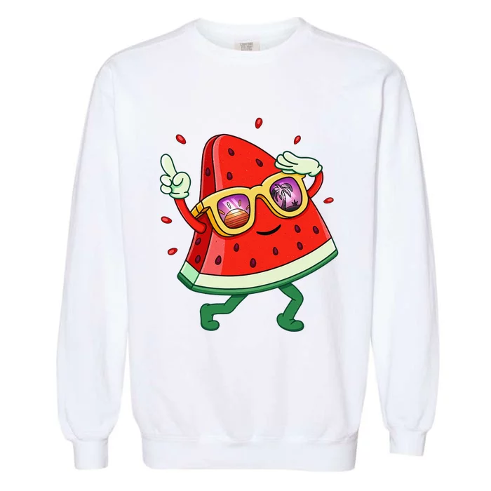 Watermelon Sunglasses Funny Vacation Summer Camp Garment-Dyed Sweatshirt