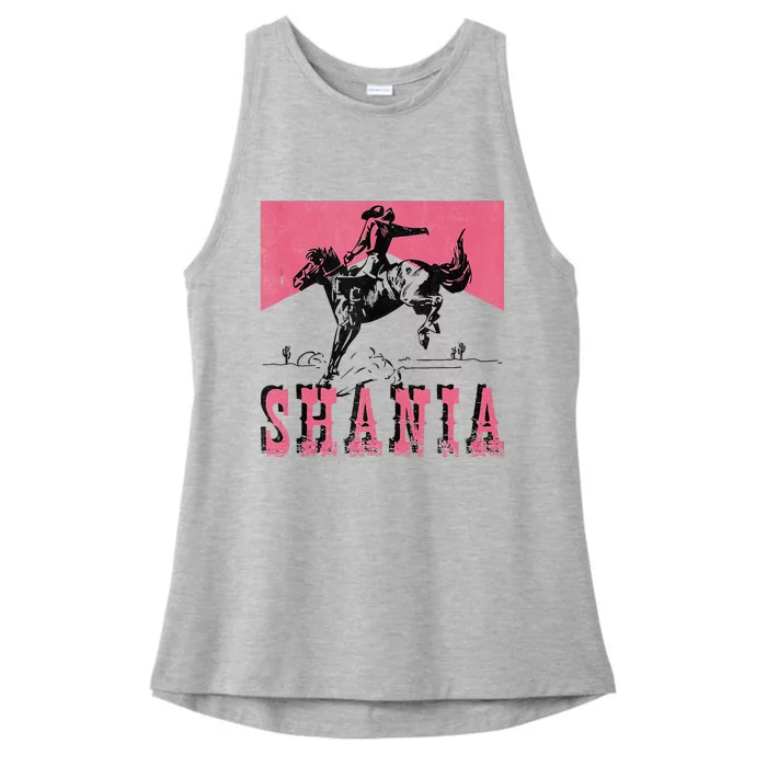 Western Shania First Name Punchy Cow Cow Rodeo Style Ladies Tri-Blend Wicking Tank