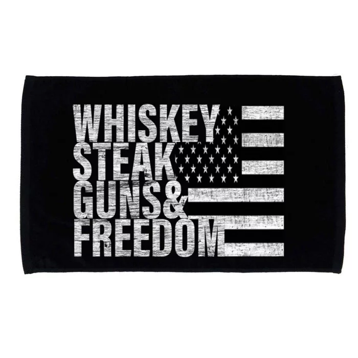 Whiskey Steak Guns And Freedom Flag Meaningful Gift Microfiber Hand Towel