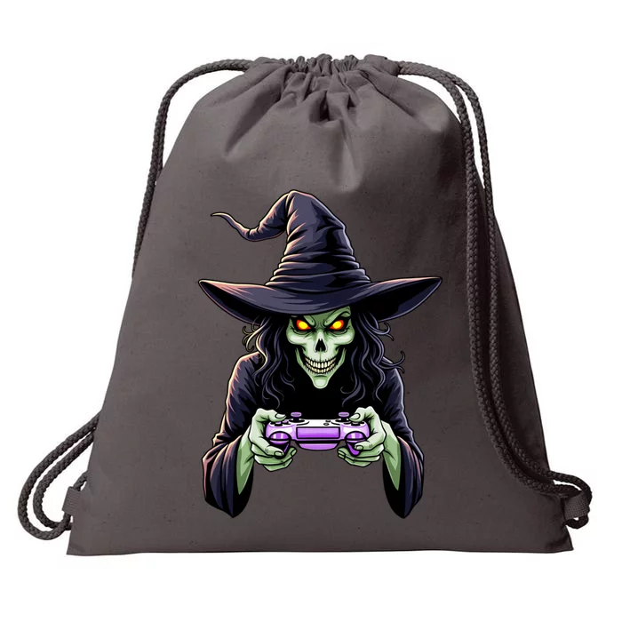 Witch Skeleton Gamer Halloween Monster Gaming Cool Gift Drawstring Bag