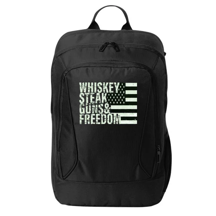 Whiskey Steak Guns Freedom Flag Tee City Backpack