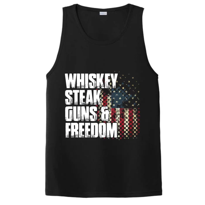 Whiskey Steak Guns Freedom Patriotic Flag Gift Performance Tank