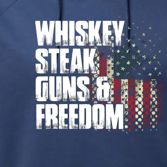 Whiskey Steak Guns Freedom Patriotic Flag Gift Performance Fleece Hoodie