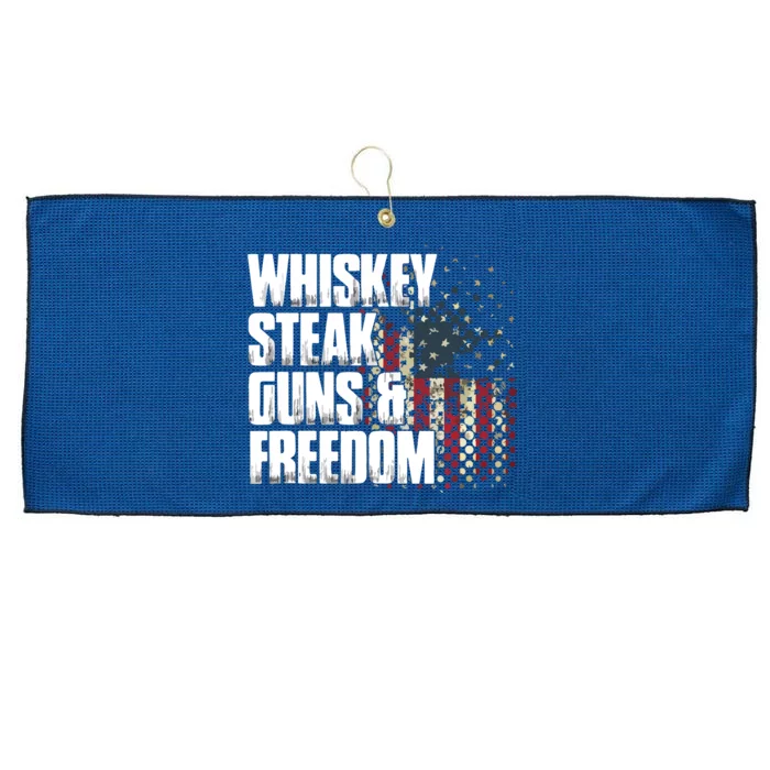 Whiskey Steak Guns Freedom Patriotic Flag Gift Large Microfiber Waffle Golf Towel