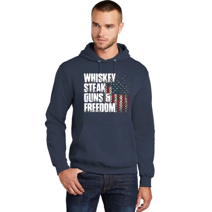 Whiskey Steak Guns Freedom Patriotic Flag Gift Tall Hoodie