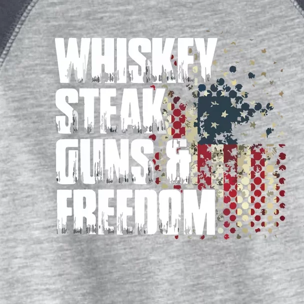 Whiskey Steak Guns Freedom Patriotic Flag Gift Toddler Fine Jersey T-Shirt