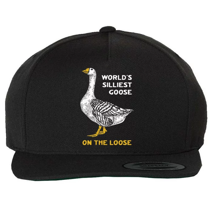 Worlds Silliest Goose On The Loose Funny Wool Snapback Cap