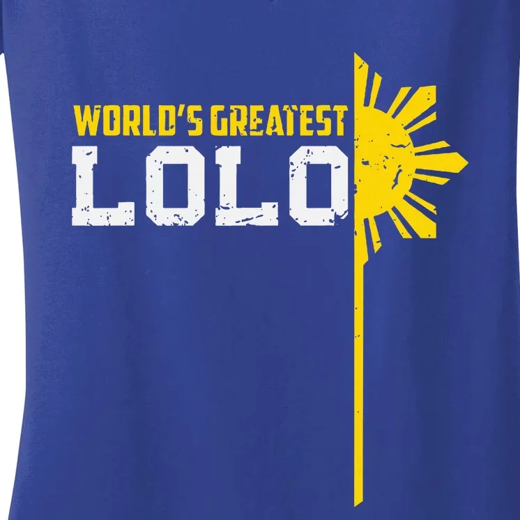 World S Greatest Lolo Filipino Grandpa Women's V-Neck T-Shirt