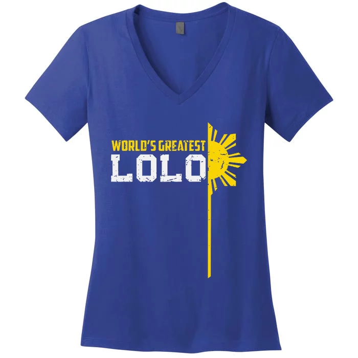 World S Greatest Lolo Filipino Grandpa Women's V-Neck T-Shirt