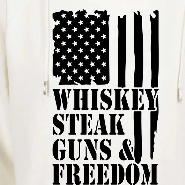 Whiskey Steak Guns & Freedom Womens Funnel Neck Pullover Hood