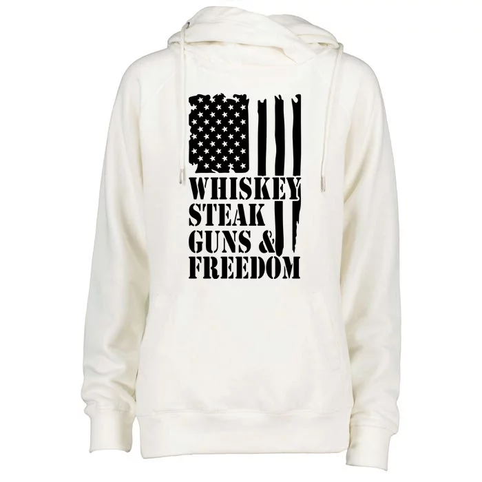 Whiskey Steak Guns & Freedom Womens Funnel Neck Pullover Hood