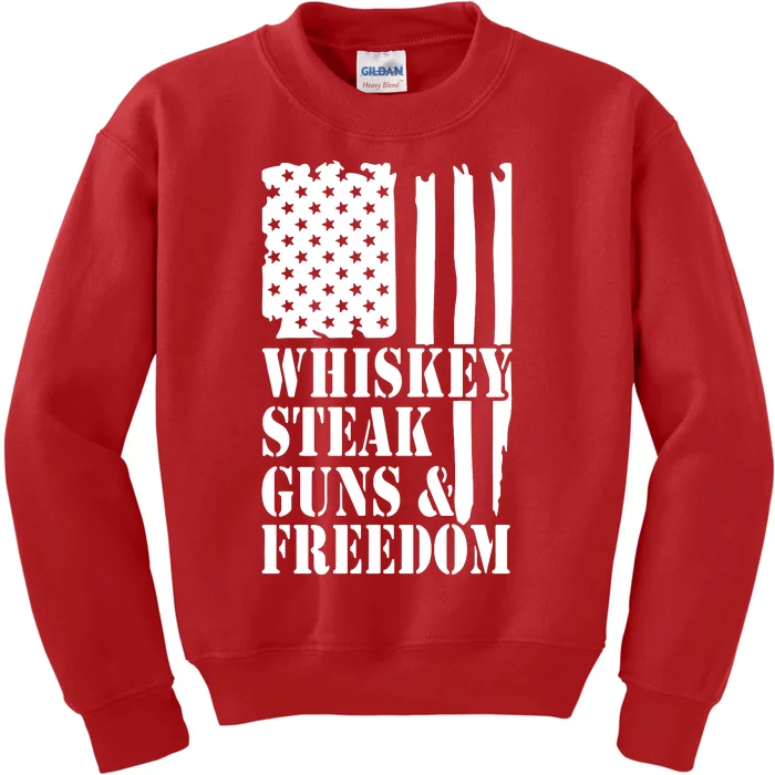 Whiskey Steak Guns & Freedom Kids Sweatshirt