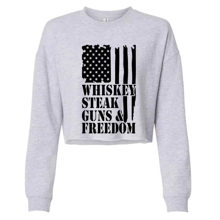 Whiskey Steak Guns & Freedom Cropped Pullover Crew