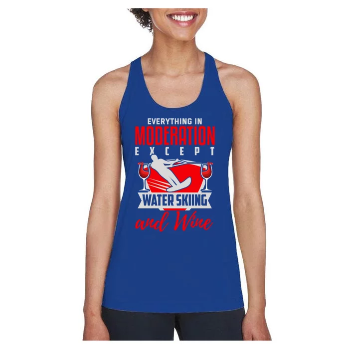 Water Ski Gift Funny Wine Lover Water Skiing Cute Gift Women's Racerback Tank