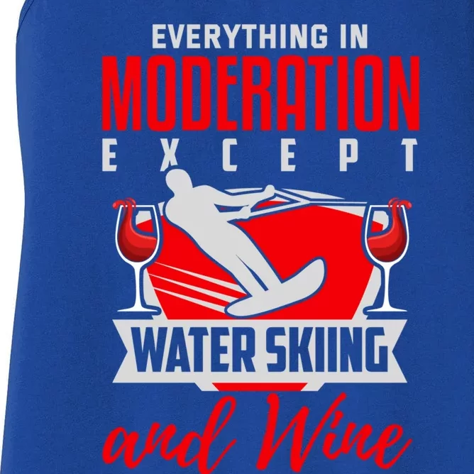 Water Ski Gift Funny Wine Lover Water Skiing Cute Gift Women's Racerback Tank