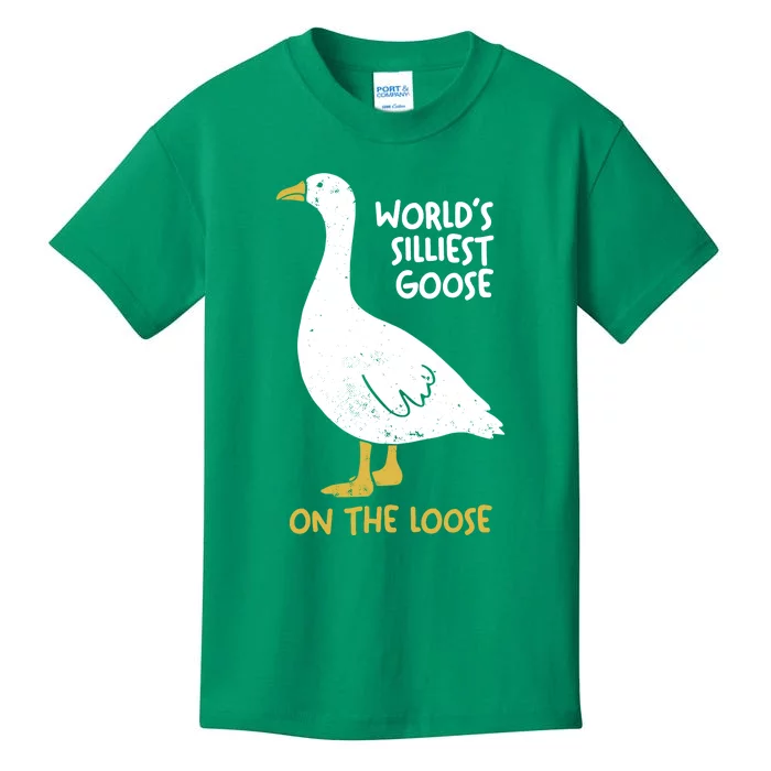 Worlds Silliest Goose On The Loose Kids T-Shirt