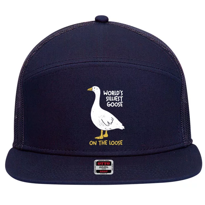 Worlds Silliest Goose On The Loose 7 Panel Mesh Trucker Snapback Hat