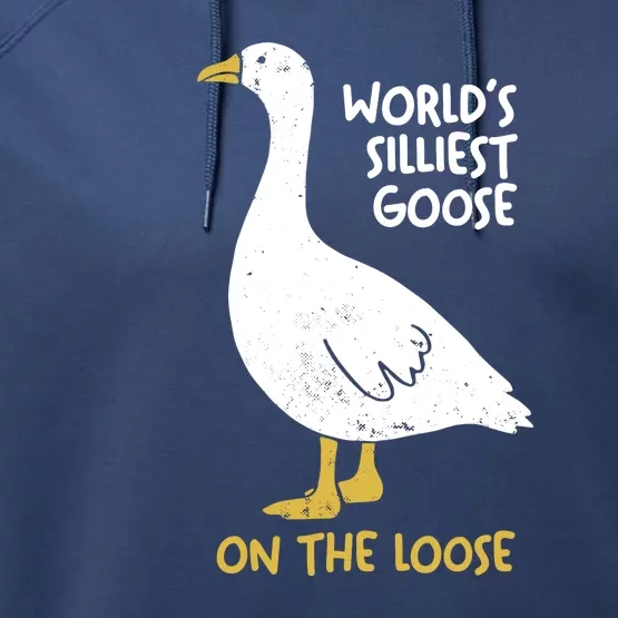 Worlds Silliest Goose On The Loose Performance Fleece Hoodie