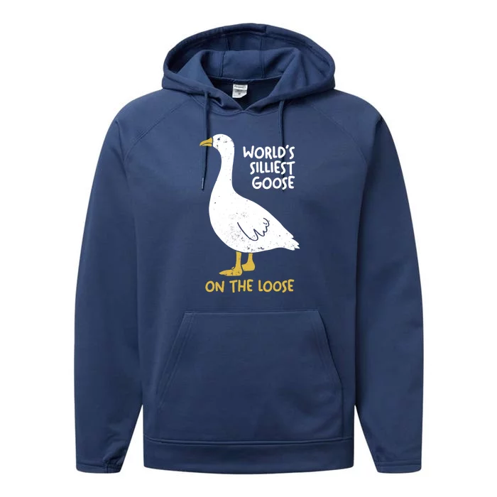 Worlds Silliest Goose On The Loose Performance Fleece Hoodie