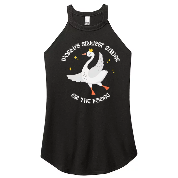 Worlds Silliest Goose On The Loose Funny Women’s Perfect Tri Rocker Tank