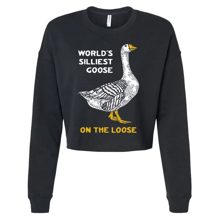 Worlds Silliest Goose On The Loose Cropped Pullover Crew